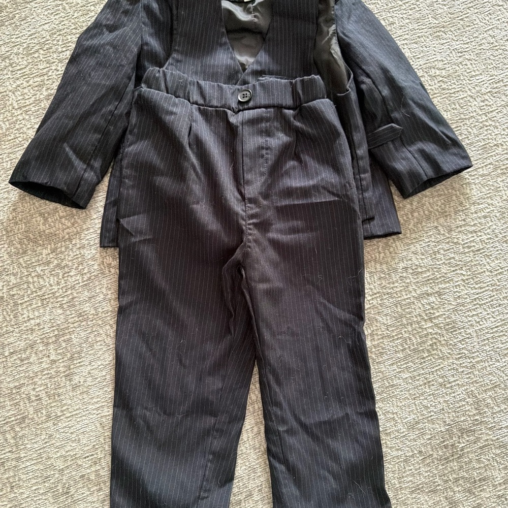 Classic Boys Black Pinstripe Matching Suit Set